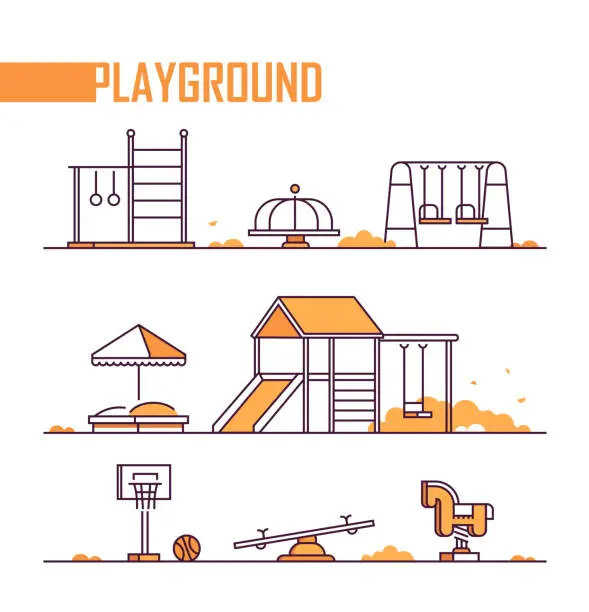 Vector illustration of Set of playground elements - modern vector isolated objects