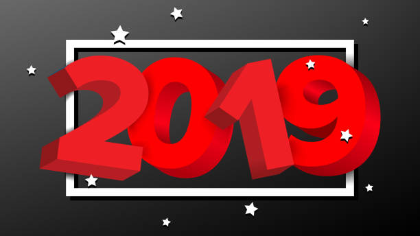 istock 2019 Red Sign Vector. Numbers 2019. Holiday New Year Celebration Banner, Card. Happy New Year Background Illustration 1016678224