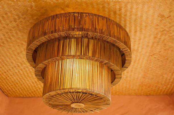 istock Decorating hanging lantern lamps in wooden wicker made from bamboo 1016688674