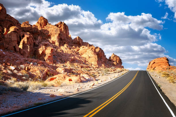 istock Driving uphill scenic road, USA. 1016706906