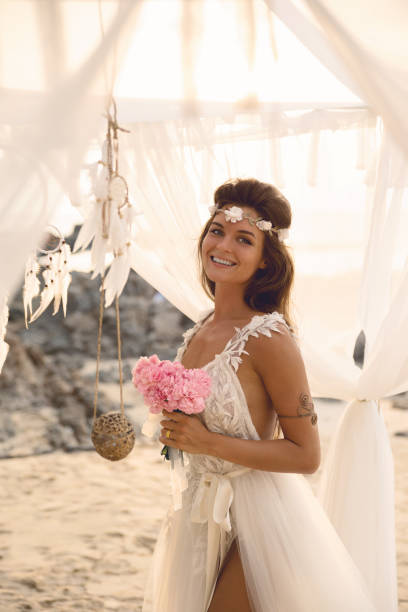 istock Young and beautiful bride celebrating wedding 1016707026