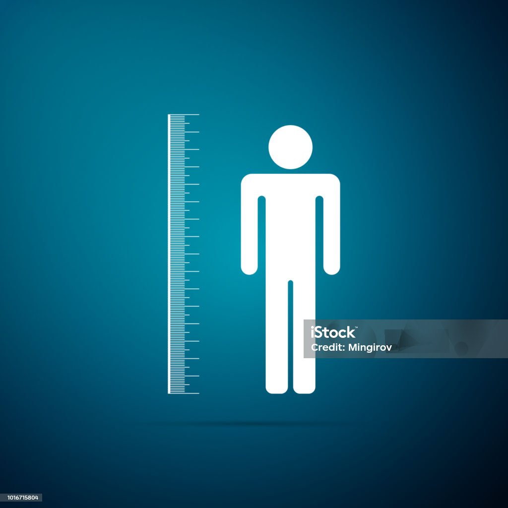 Measuring height body icon isolated on blue background. Flat design. Vector Illustration High Up stock vector