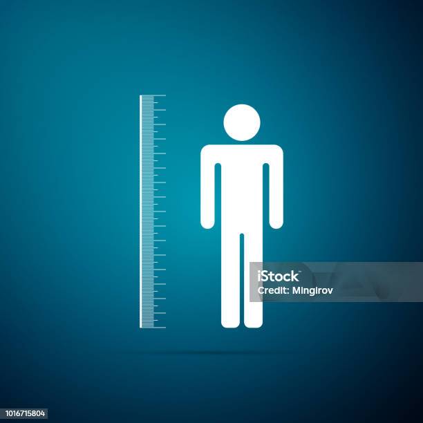 Measuring Height Body Icon Isolated On Blue Background Flat Design Vector Illustration Stock Illustration - Download Image Now