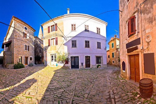 Cobbled square of Groznjan village view, Istria region of Croatia