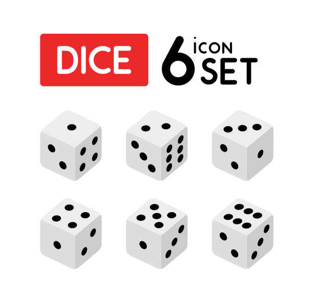 satz der würfel mit den zahlen von eins bis sechs - dice cube number 6 luck stock-grafiken, -clipart, -cartoons und -symbole