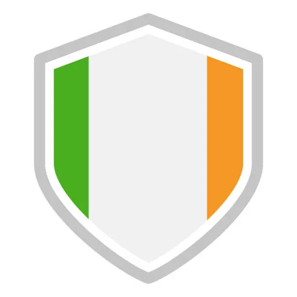 Vector illustration of Ireland - Shield Flag Vector Flat Icon