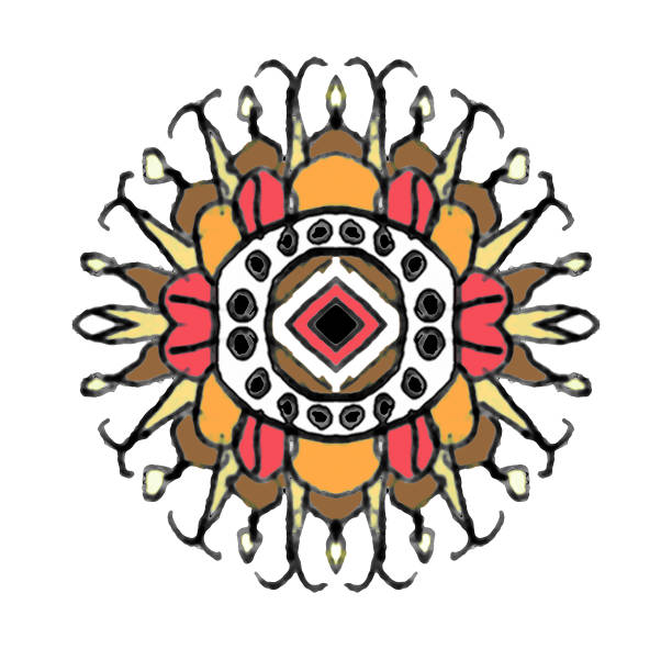 Hand drawn colorful ethnic style symbol over white background