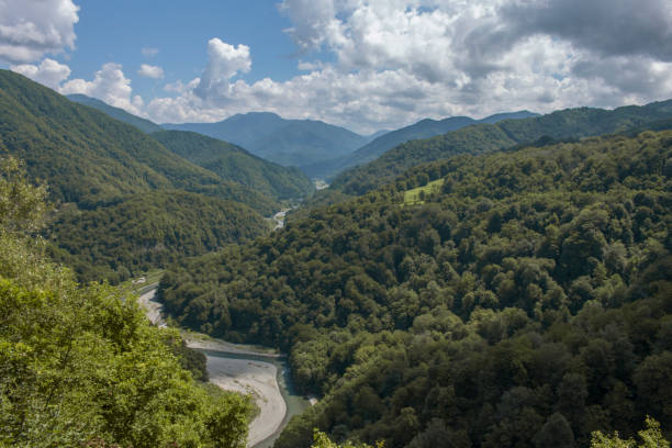 istock top view wild river flowing between green mountains on a clear summer day 1016737710