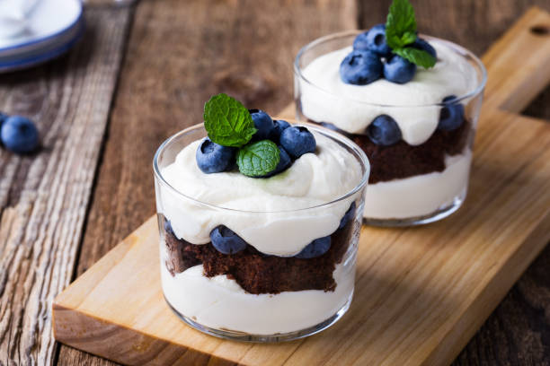 istock Blueberry chocolate cake  trifle in glass 1016740124
