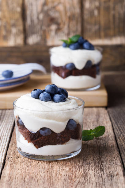 istock Blueberry chocolate cake  trifle in glass 1016740190