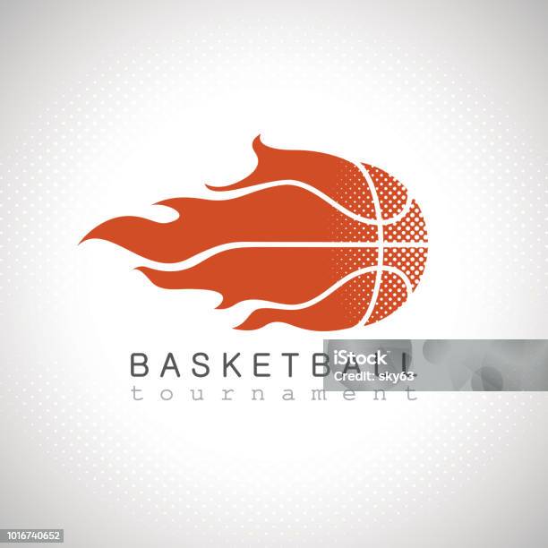 Basketball On Fire Tournament Logo Stock Illustration - Download Image Now - Basketball - Sport, Basketball - Ball, Logo