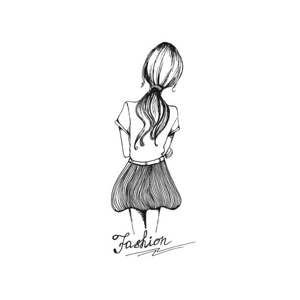 istock Fashion girl in sketch style. Vector illustration 1016756090
