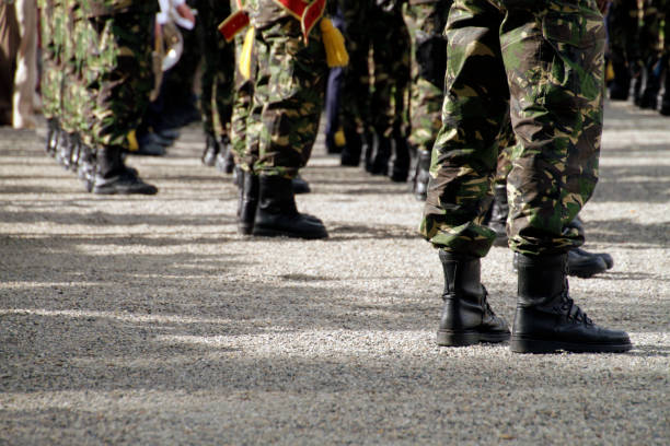istock Soldiers standing in a row during military parade 1016758178
