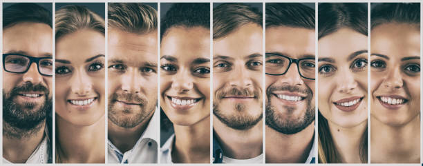 Collage of portraits ethnically diverse business people. Collage of portraits of an ethnically diverse young business people. synergy series stock pictures, royalty-free photos & images