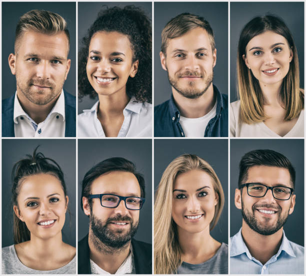 collage des gens d’affaires ethniquement divers portraits. - ressources humaines photos photos et images de collection