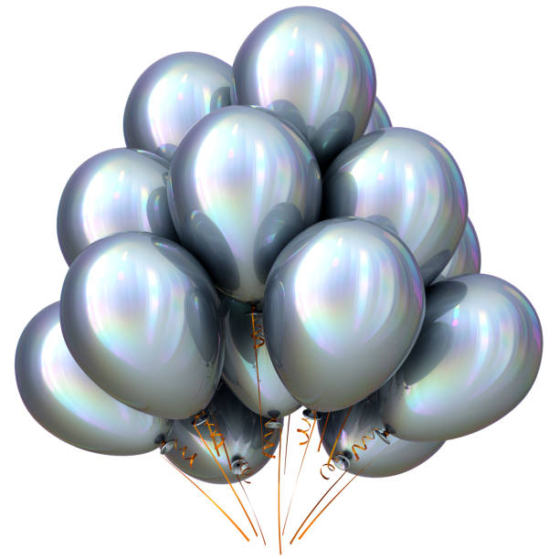 istock Balloon white silver chrome party happy birthday decoration 1016783412