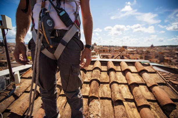 istock Manual workers in action on the roofs of Rome 1016788112