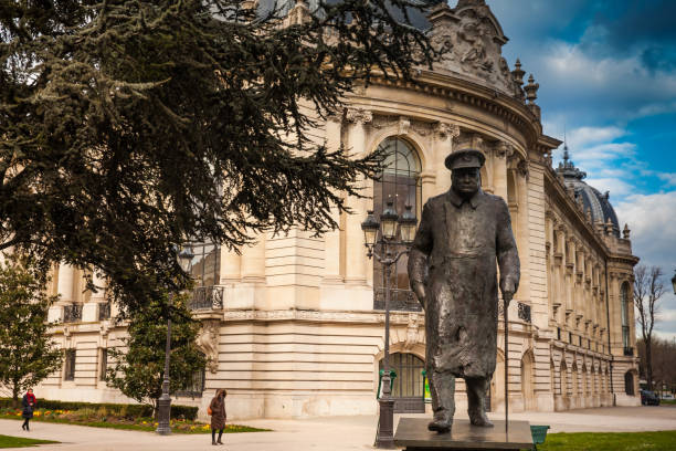 PARIS, FRANCE - MARCH, 2018: Bronze Winston Churchill statue at Petit Palais in Paris