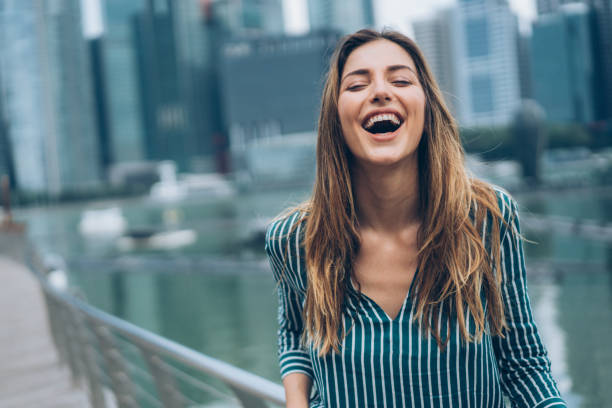 Woman laughing out loud