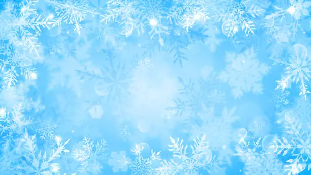 Vector illustration of Christmas background of blurred snowflakes