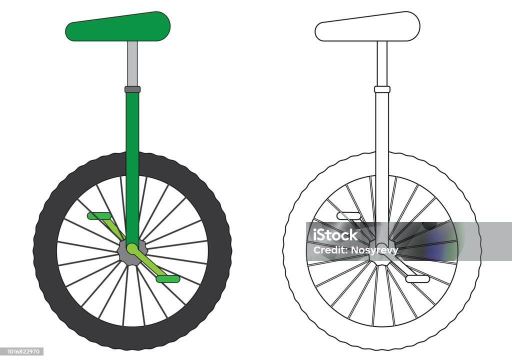 Unicycle, coloring page. Vector illustration. Art stock vector