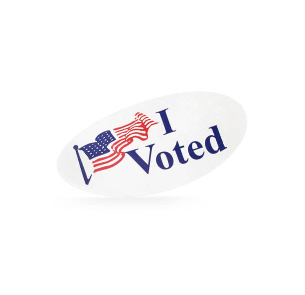 Standing Isolated Election I Voted Sticker stock photo