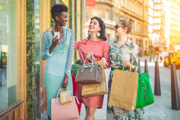 istock Friends are window shopping and taking selfies 1016831656