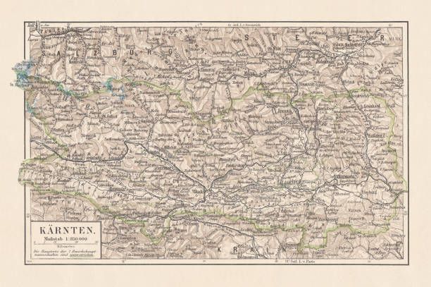 istock Topographic pap of Carinthia (Kärten), Austria, lithograph, published in 1897 1016839590