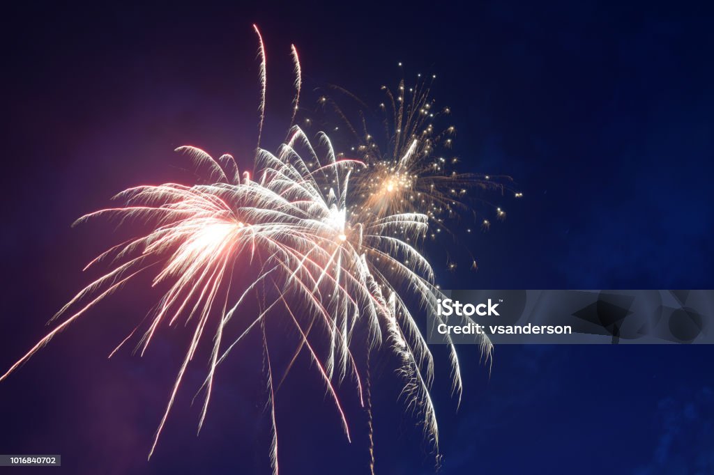 Fireworks Were Exploding Fireworks Exploding Mid Air To Celebrate Stock Photo - Download Image ...