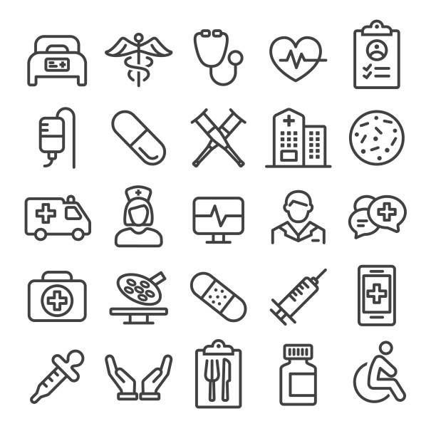 의료 아이콘-스��마트 라인 시리즈 - rx symbol computer icon healthcare and medicine stock illustrations