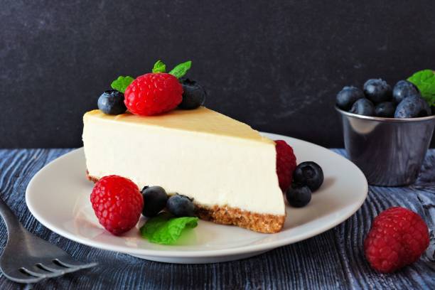 istock Cheesecake with blueberries and raspberries, close up with dark background 1016858632