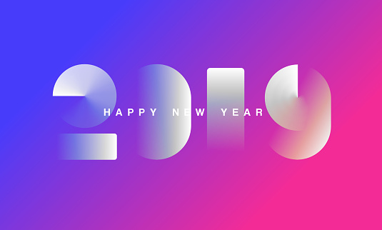 Abstract gradient Happy New Year 2019 Background for your Christmas. EPS 10 vector illustration, contains transparencies. High resolution jpeg file included.