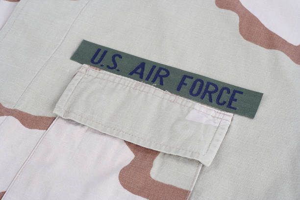 istock US AIR FORCE branch tape on desert camouflage uniform 1016877370