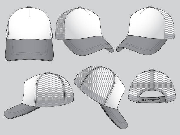 Trucket Net Cap for Template White/Grey Color animal back stock illustrations