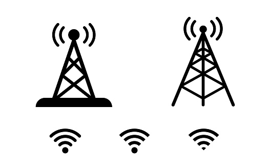 Radio / GSM Tower and Wifi Set (Live Stroke Path) on the White Background
