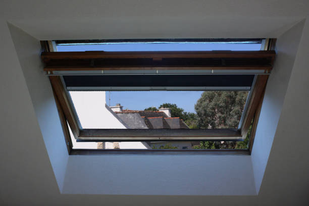 istock Wooden ceiling window  House with loft 1016958420