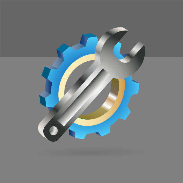 istock Transmission of blue hue with a metal wrench. 1016963914