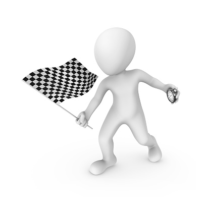 3d man with checkered flag. 3d rendered illustration.