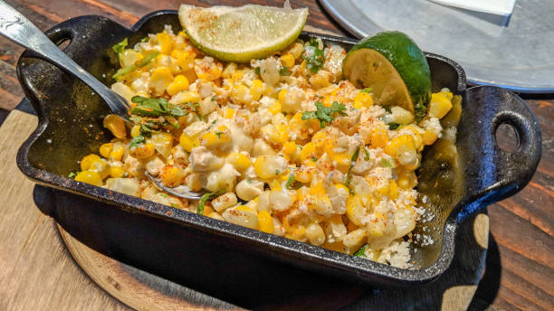 Mexican Corn (Elote) stock photo