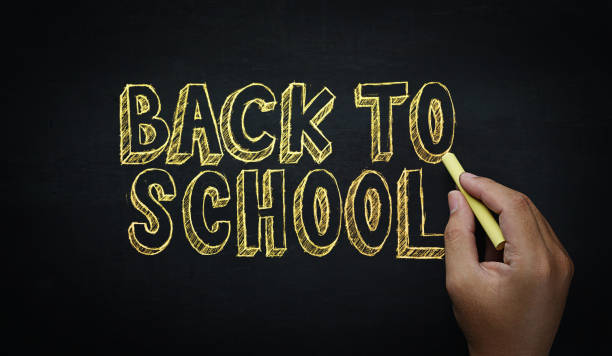 istock Back to School Text. Male Hand Writing on Empty Blackboard 1016978032
