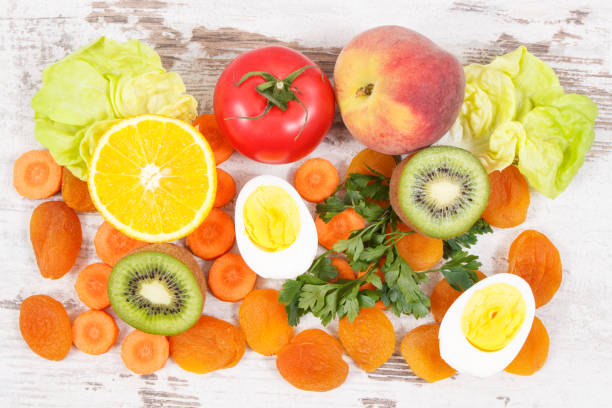 istock Different ingredients containing vitamin A, natural minerals and fiber, healthy nutritious eating 1016984942