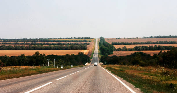 istock Wide highway and mountain. North Caucasus travel. 1016988322