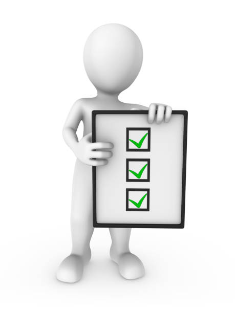 istock 3d white man with the empty board with check marks. 3d rendered illustration. 1016988354