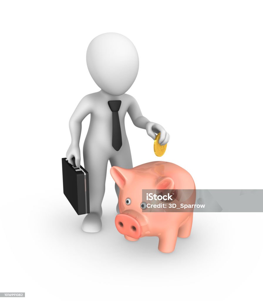 Doanh Nhân Da Trắng 3d Bỏ Tiền Vào Một Con Heo Đất Khái Niệm Tiết ...