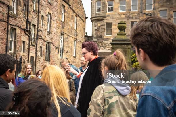 A Tour Guide Leads A Group Of Fans On A Harry Potter Tour In Edinburgh Stock Photo - Download Image Now