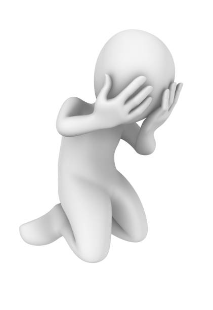 Cry of 3d abstract man. 3d illustration.