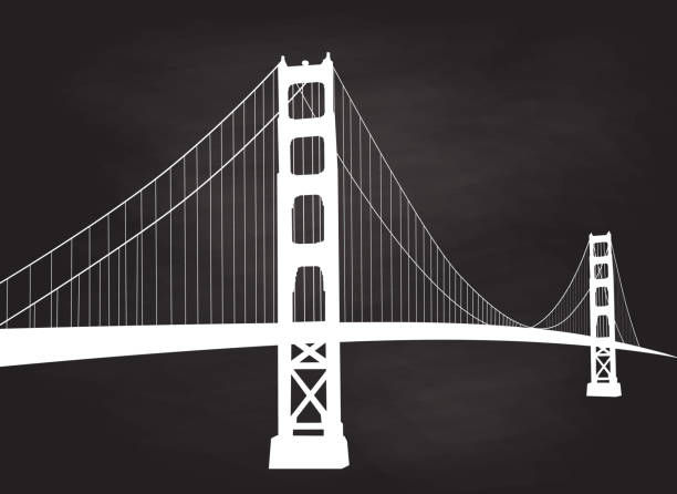 장엄한 다리 초 크 샌 프란 시스 코 - golden gate bridge illustrations stock illustrations