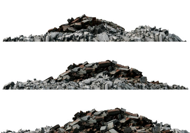 istock Heaps of rubble and debris isolated on white 3d illustration 1017006088