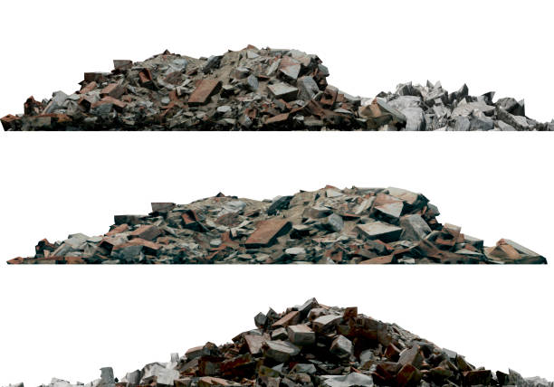 istock Heaps of rubble and debris isolated on white 3d illustration 1017006096