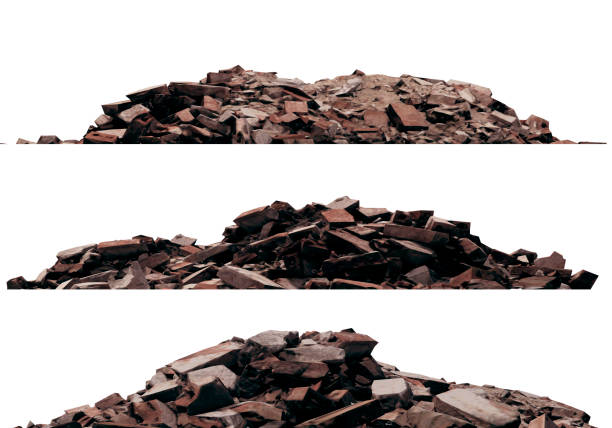 istock Heaps of rubble and debris isolated on white 3d illustration 1017006106